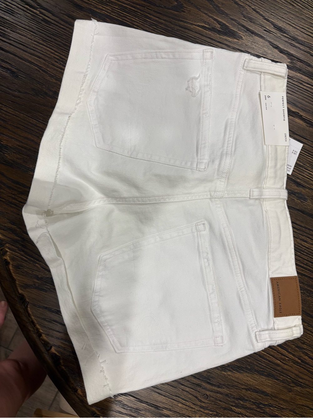 American Eagle Outfitters White Distressed High-Rise Jean Shorts - Picture 2 of 4